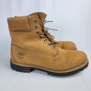 Timberland 6-Inch Premium Wheat Yellow Waterproof Boot Nubuck Leather Size 10 W
